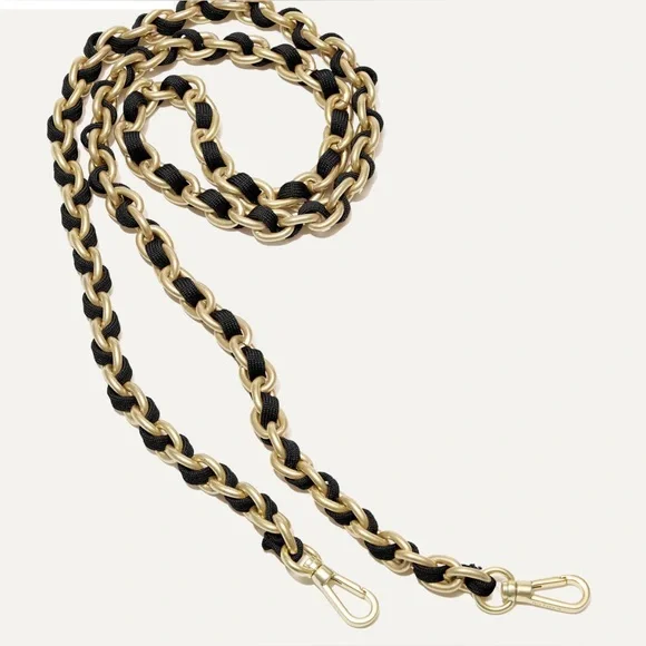 Rothy’s Braided Crescent Bag Black w/ added gold crossbody strap - Picture 7 of 9